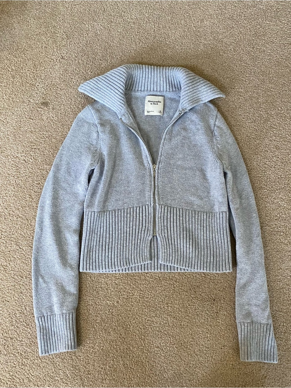 Abercrombie & Fitch Gray Collared Full Zip Cardigan Sweater Women’s XS
